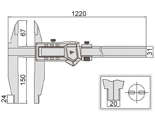Штангенциркуль цифровой ШЦЦ-2 0-1000 мм, 0.01 мм, губки 150 мм INSIZE 1117-1002, арт. 22561: фото 2