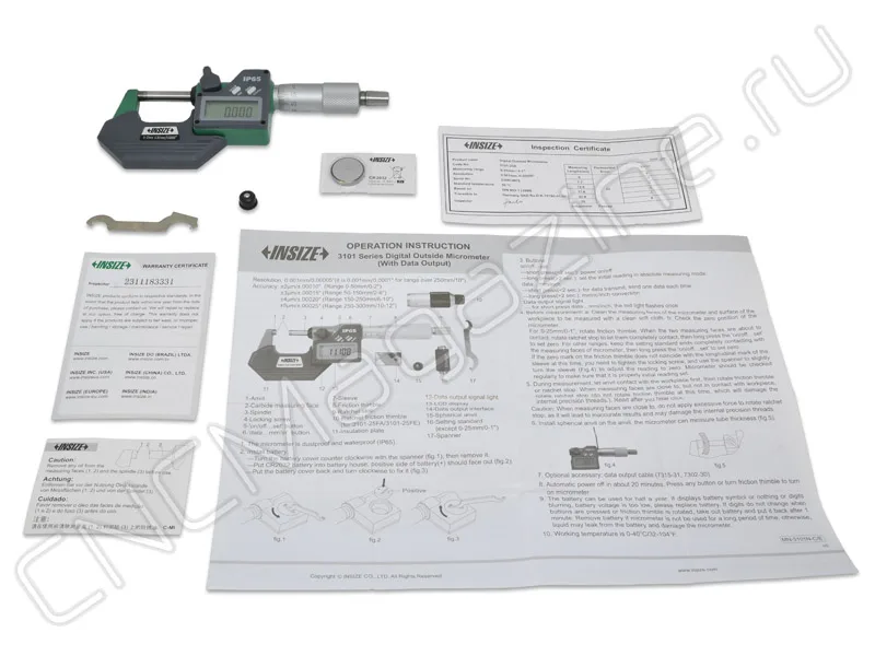 Микрометр цифровой 0-25 мм, 0.001 мм, IP65 INSIZE 3101-25A, арт. 26047: фото 3