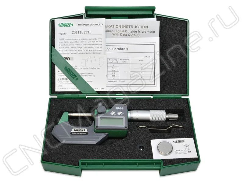 Микрометр цифровой 0-25 мм, 0.001 мм, IP65 INSIZE 3101-25A, арт. 26047: фото 4