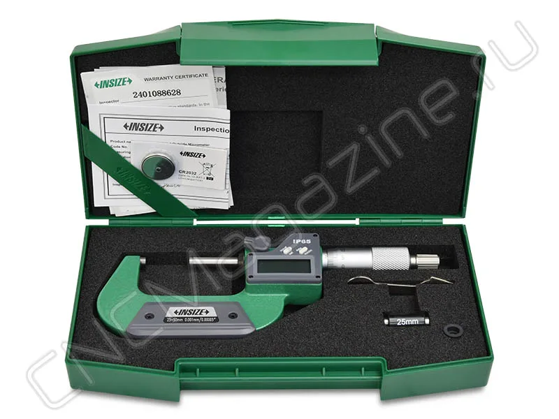 Микрометр цифровой 25-50 мм, 0.001 мм, IP65 INSIZE 3101-50A, арт. 27652: фото 4