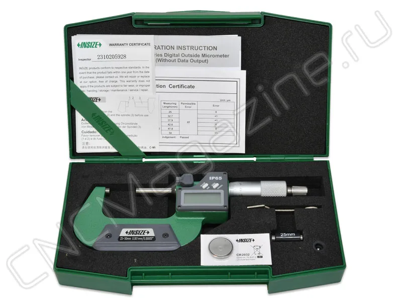 Микрометр цифровой 25-50 мм, 0.001 мм, IP65 INSIZE 3108-50A, арт. 28472: фото 4