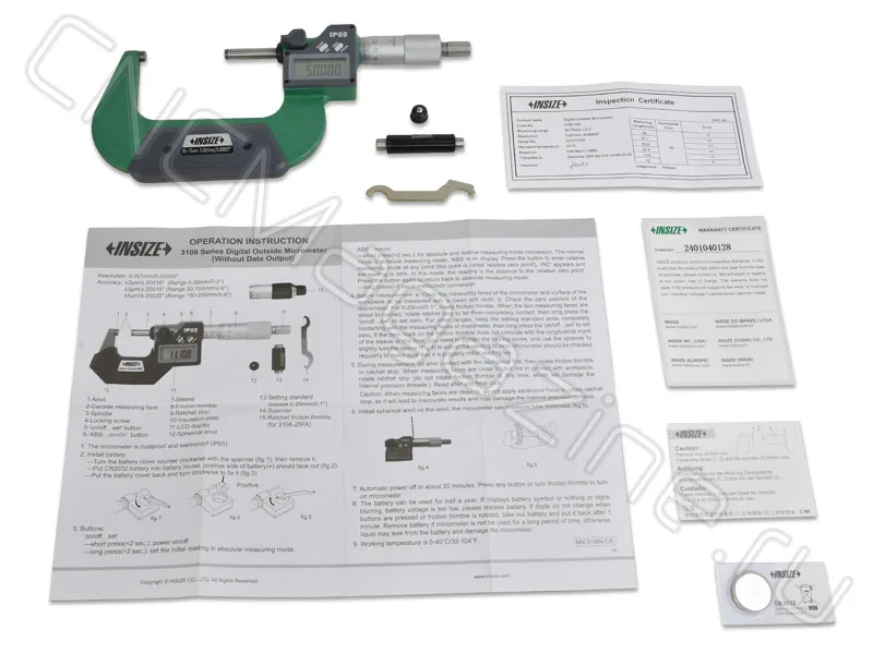 Микрометр цифровой 50-75 мм, 0.001 мм, IP65 INSIZE 3108-75A, арт. 28473: фото 3