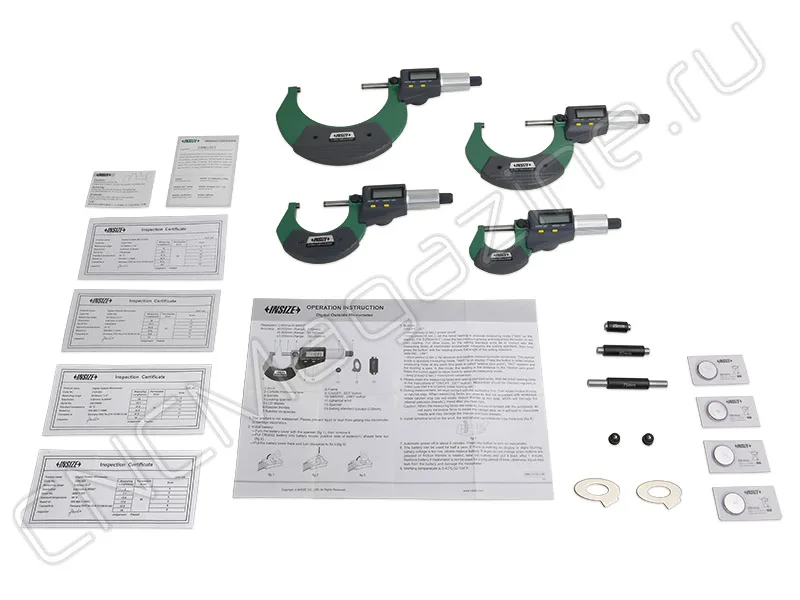 Микрометр цифровой МКЦ 0-100 мм, 0.001 мм, (4 шт) набор INSIZE 3109-1004A, арт. 28485: фото 3