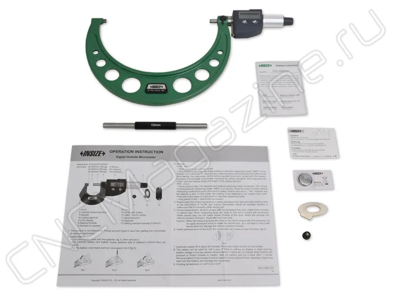 Микрометр цифровой МКЦ 150-175 мм, 0.001 мм INSIZE 3109-175A, арт. 28483: фото 3