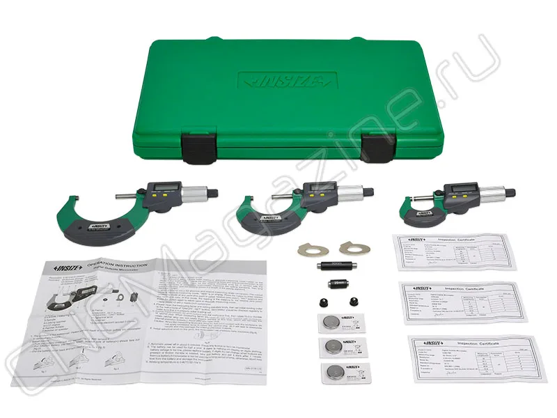 Микрометр цифровой МКЦ 0-75 мм, 0.001 мм, (3 шт) набор INSIZE 3109-753A, арт. 22597: фото 2