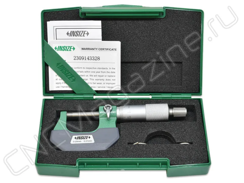 Микрометр гладкий 0-25 мм, 0.01 мм, Тип A INSIZE 3202-25A, арт. 28661: фото 4