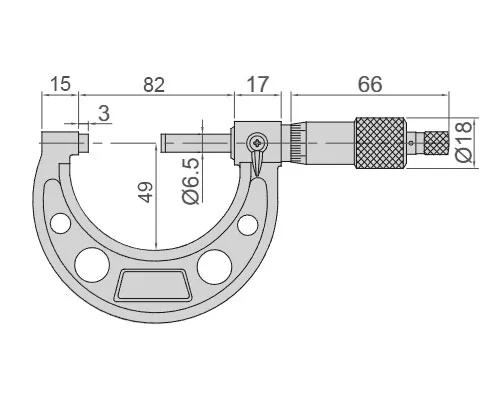 Микрометр МК 50-75 мм, 0.01 мм Тип Б INSIZE 3203-75A, арт. 22601: фото 2