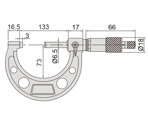 Микрометр гладкий МК 100-125 с делением 1 мкм, 0.001 мм, Тип Б INSIZE 3210-125A, арт. 22626: фото 2