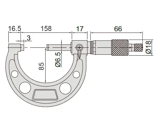Микрометр гладкий МК 125-150 с делением 1 мкм, 0.001 мм, Тип Б INSIZE 3210-150A, арт. 22627: фото 2