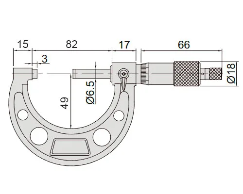 Микрометр гладкий МК 50-75 с делением 1 мкм, 0.001 мм, Тип Б INSIZE 3210-75A, арт. 22624: фото 2
