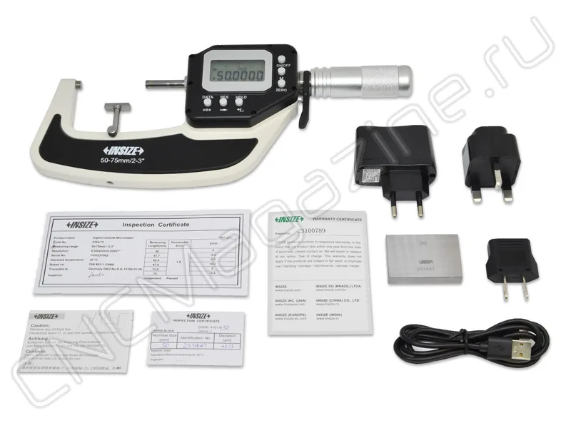 Микрометр цифровой высокоточный МКЦ 50-75 мм, 0.0002 мм, IP65 INSIZE 3350-75, арт. 28470: фото 3