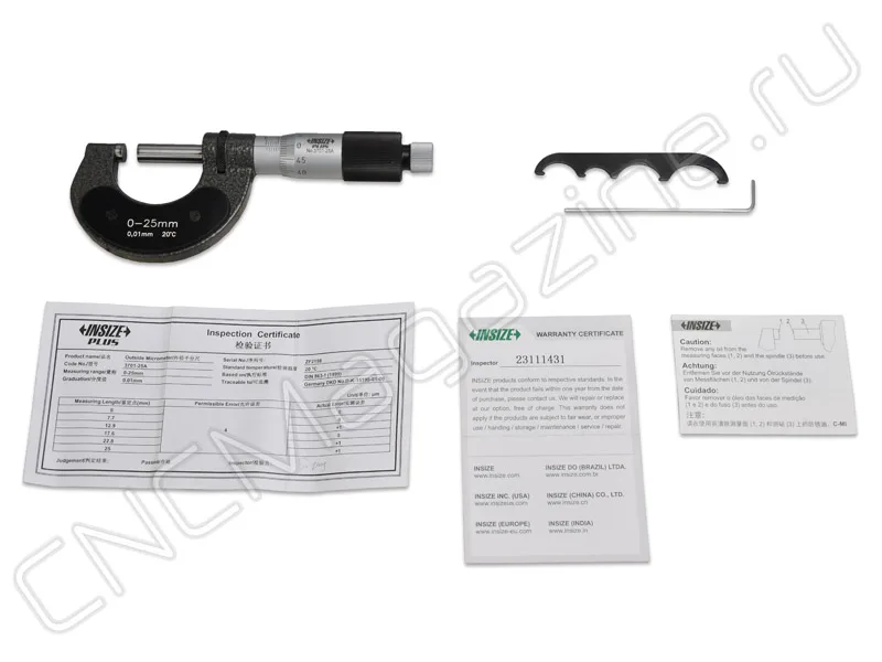 Микрометр 0-25 мм, 0.01 мм INSIZE 3701-25A, арт. 28487: фото 3
