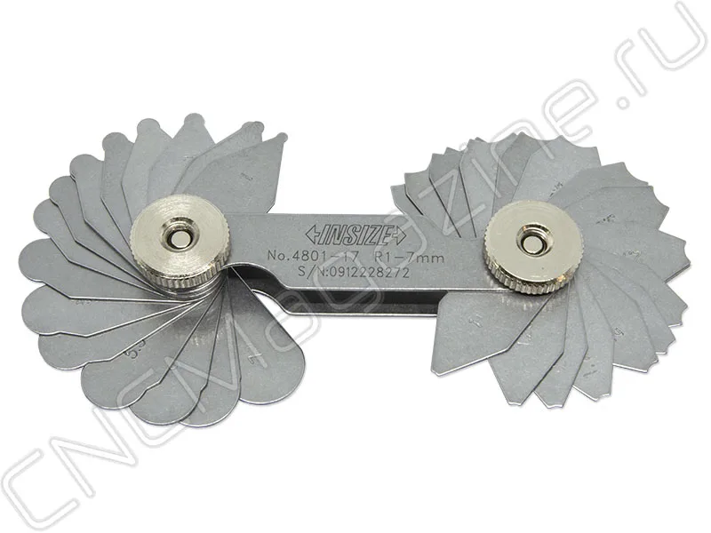 Радиусный шаблон №1 R 1-7 мм, 17 шт+17 шт INSIZE 4801-17, арт. 22767