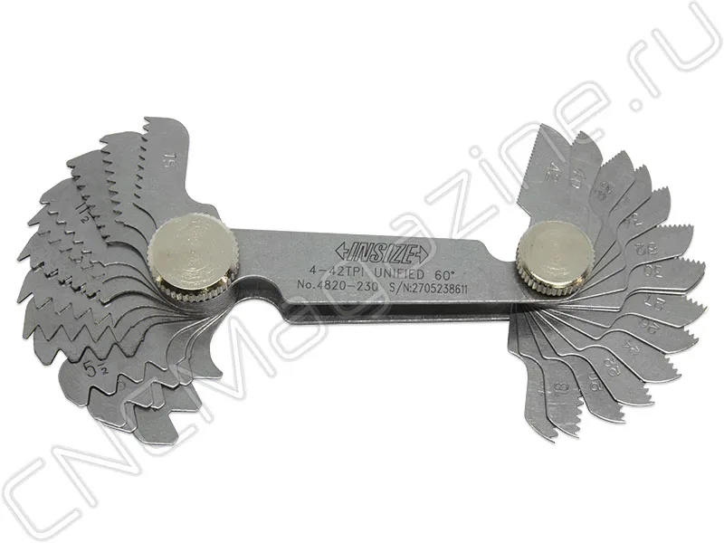 Резьбомер дюймовый 60°, 4-42TPI, 30 шт INSIZE 4820-230, арт. 22758
