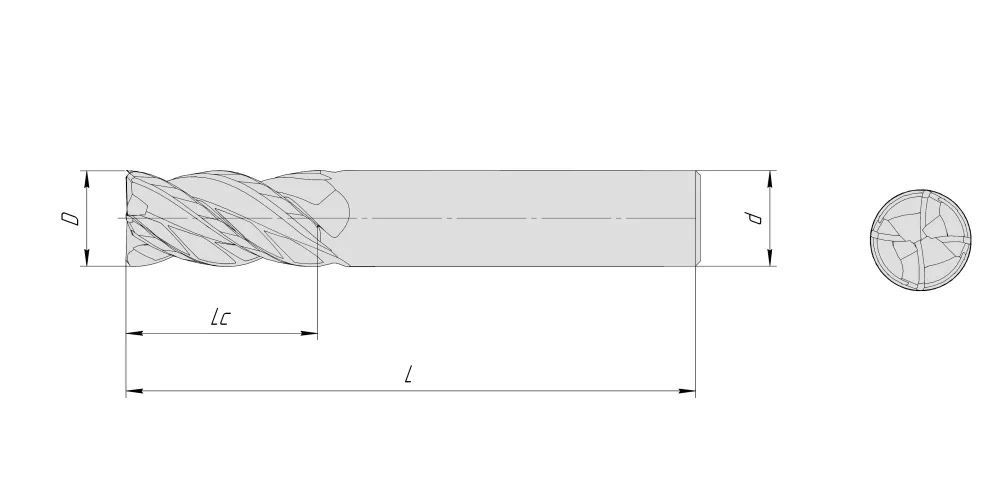 4F-5x6x24x100 LF10 TiALN Фреза твердосплавная концевая DESKAR, арт. 00133034