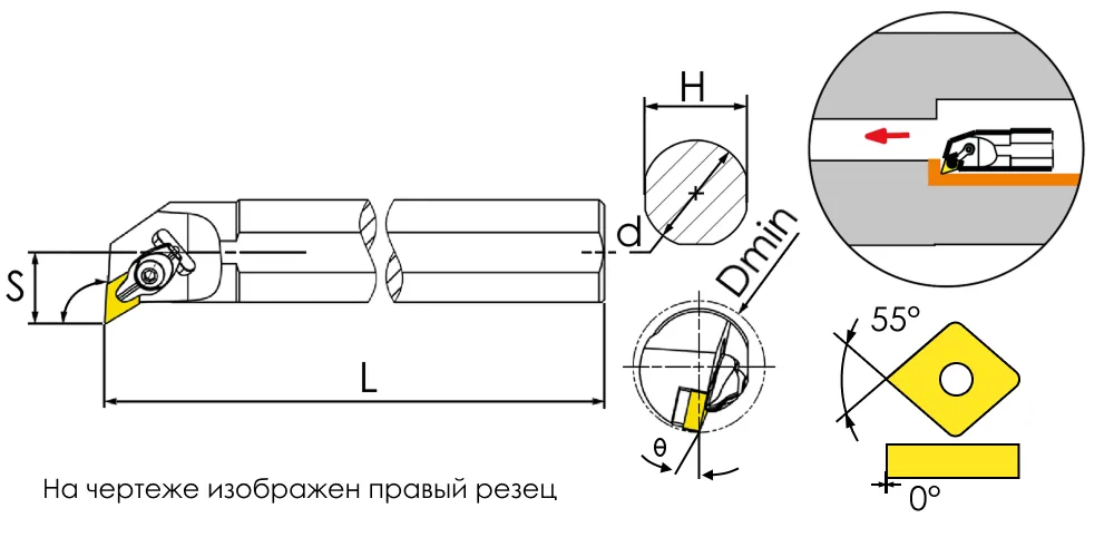 Державка расточная SANT A40T-DDUNL15, арт. 00074103