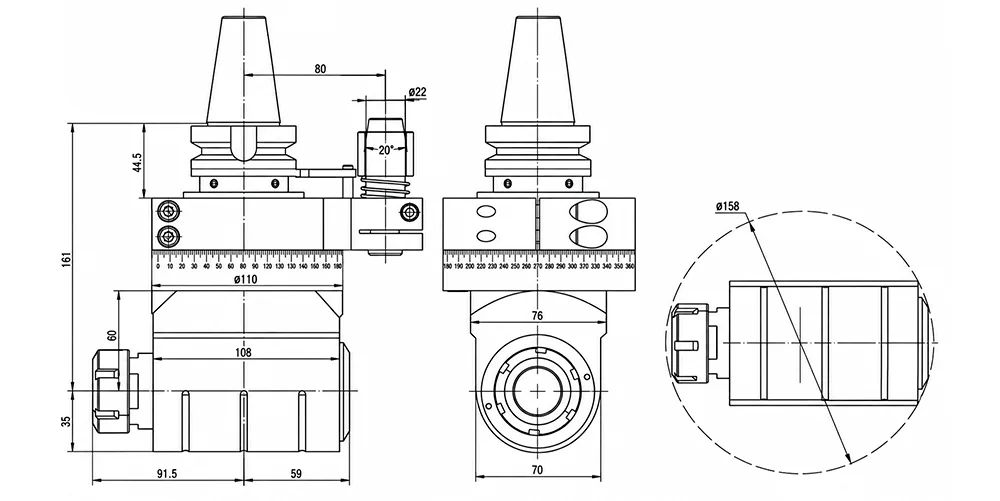 Угловая фрезерная головка с наклоном 90 град. AG90-BT50-ER32-60 MetalCraft, арт. 00137687: фото 2