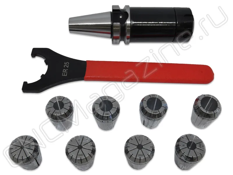 BT30-ER25-100 8PCS Патрон с набором цанг 8 шт (d3/4/5/8/10/12/14/16 мм) CNCM, арт. 26563