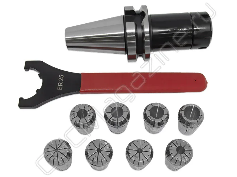 BT40-ER25-100 8PCS Патрон с набором цанг 8 шт (d3/4/5/8/10/12/14/16 мм) CNCM, арт. 26572