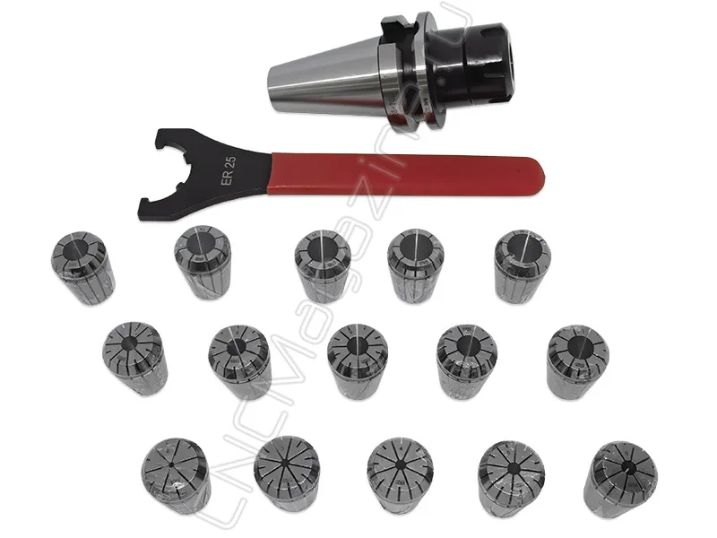 BT40-ER25-70 15PCS Патрон с набором цанг 15 шт (d2-16 мм) CNCM, арт. 26571
