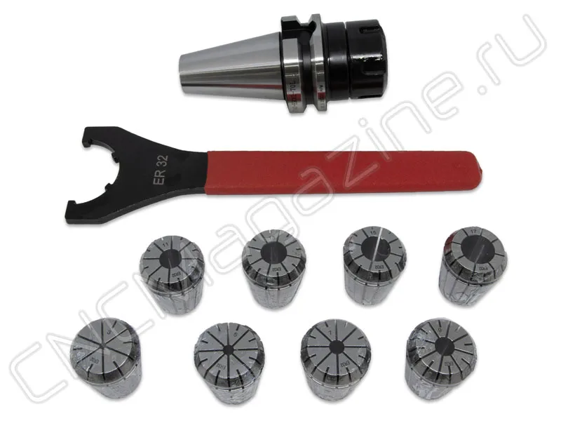 BT40-ER32-70 8PCS Патрон с набором цанг 8 шт (d3/5/7/9/11/13/15/17 мм) CNCM, арт. 26575