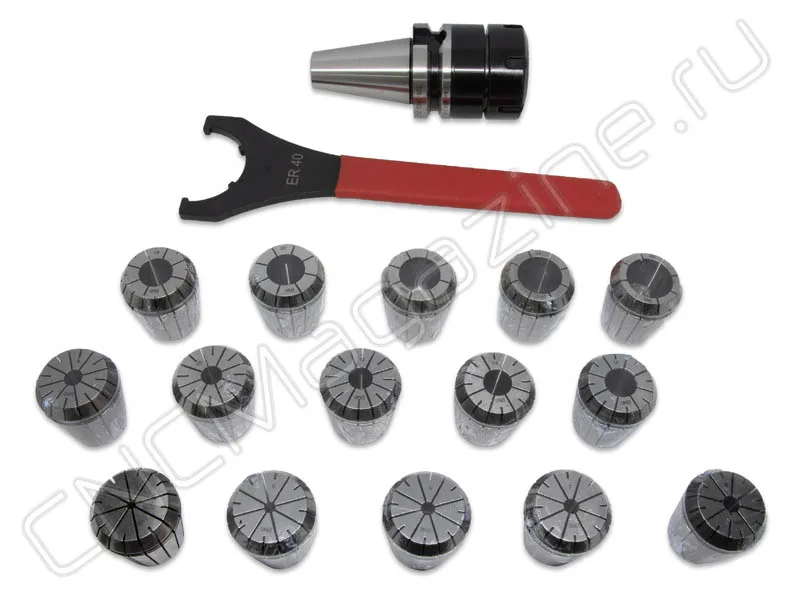 BT40-ER40-80 15PCS Патрон с набором цанг 15 шт (d4/5/6/7/8/9/10/12/14/16/18/20/22/24/26 мм) CNCM, арт. 26576