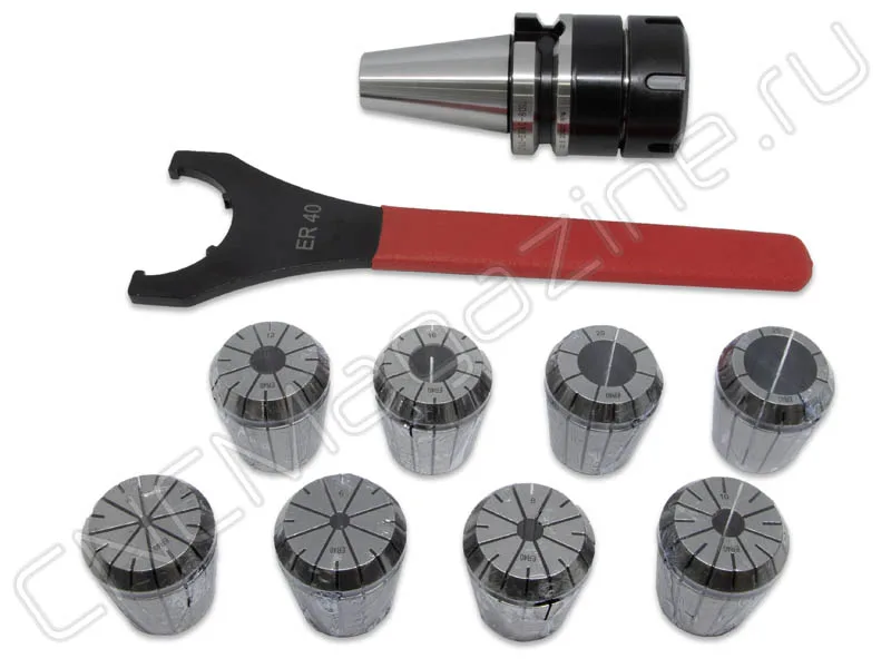 BT40-ER40-80 8PCS Патрон с набором цанг 8 шт (d4/6/8/10/12/16/20/25 мм) CNCM, арт. 26577