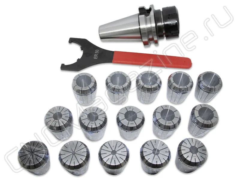 BT50-ER50-100 15PCS Патрон с набором цанг 15 шт (d3/6/9/12/15/17/20/23/26/29/31/32/33/34/35 мм) CNCM, арт. 26581