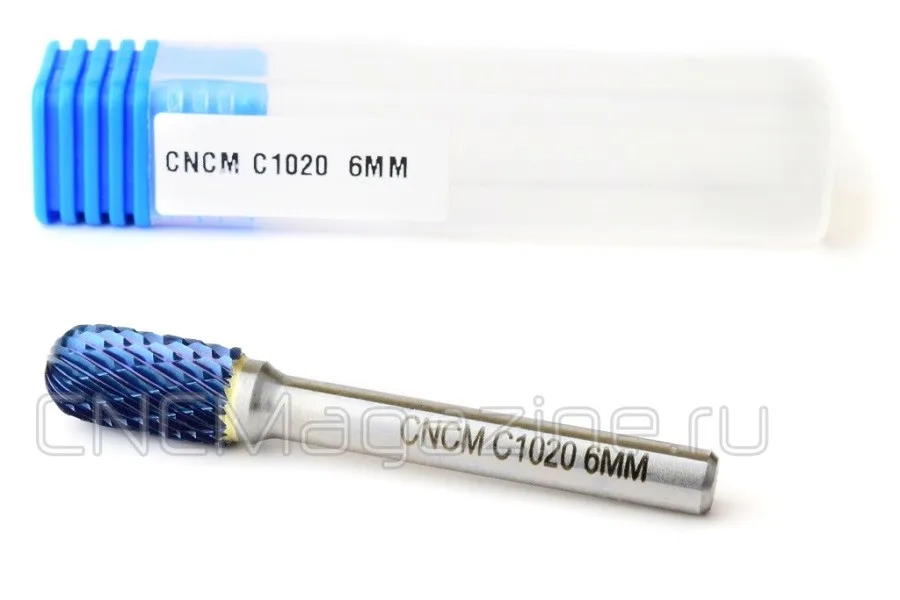C102006-B-ДВ Борфреза (шарошка) твердосплавная по металлу тип C, d10 мм, двойная насечка, c покрытием Blue-Tec CNCM, арт. 08145: фото 2