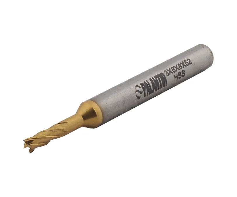 Фреза концевая (PALANTIR) из быстрорежущей стали EMP-4F-3x52-HSS-TiN, арт. 00098141