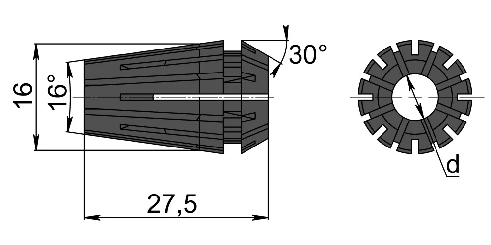 Набор цанг ER16 - 8 шт. (3,4,5,6,7,8,9,10 мм) в пластиковом кейсе ZEGYO ER16-SET-08, арт. 00060983: фото 2