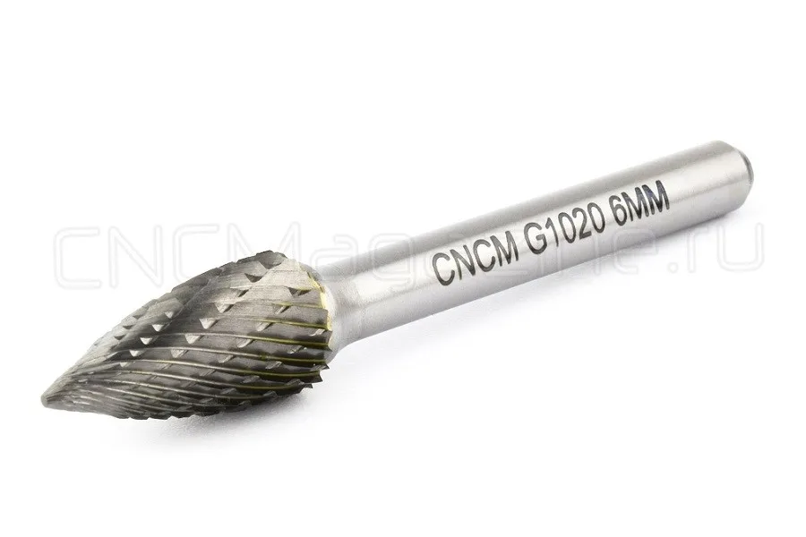 G102006-ДВ Борфреза (шарошка) твердосплавная по металлу тип G, d10 мм, двойная насечка CNCM, арт. 07840