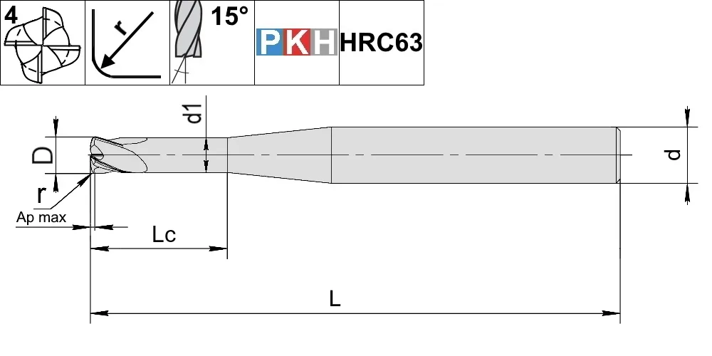 Фреза твердосплавная SCHWARZMAIER HF1.z4.08.56.100.R10.TiAlSiXN, арт. 00133873: фото 2