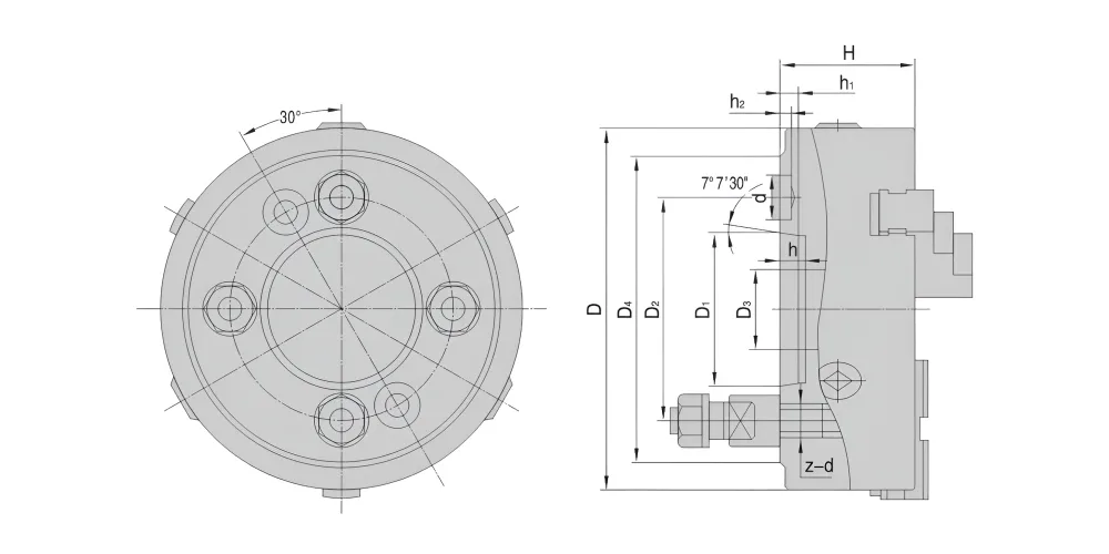 Трехкулачковый токарный патрон K11-250C8, фланец тип C MetalCraft, арт. 00085871: фото 4