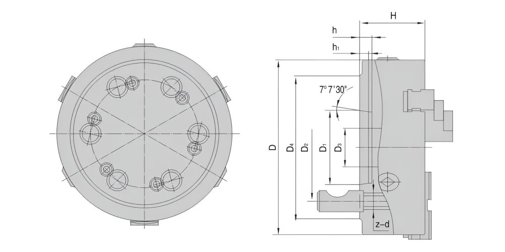 Трехкулачковый токарный патрон K11-380C/D8 MetalCraft, фланец тип D, арт. 00085881: фото 2