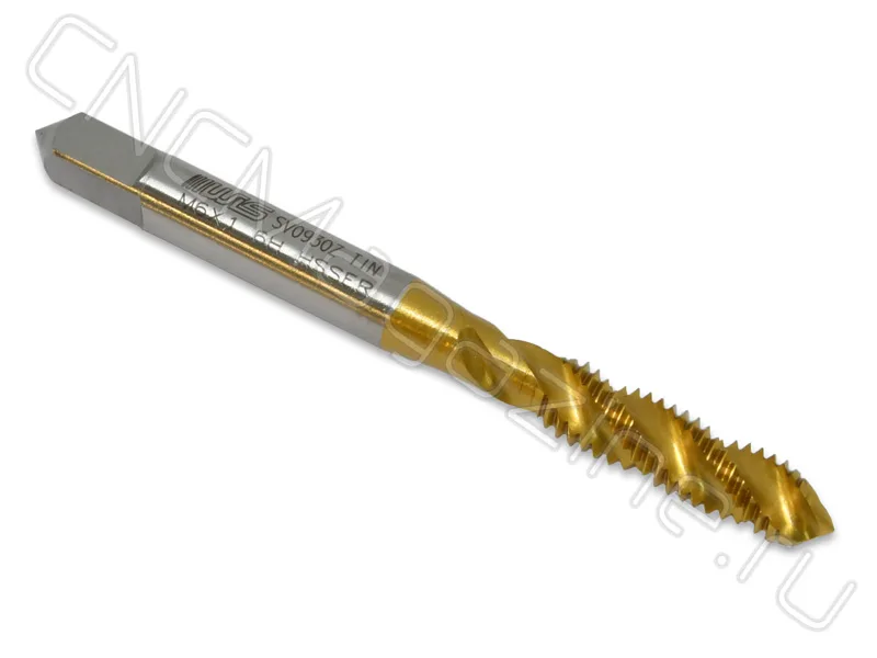 Метчик М6х1 HSS-E 6H спиральная канавка 38°, TiN (T02006) WILSON, арт. 03887