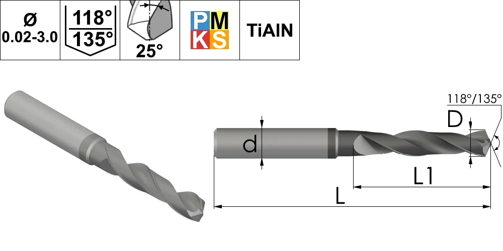 Микросверло твердосплавное по металлу 2,30 мм MetalCraft MD-2300L, арт. 00114503
