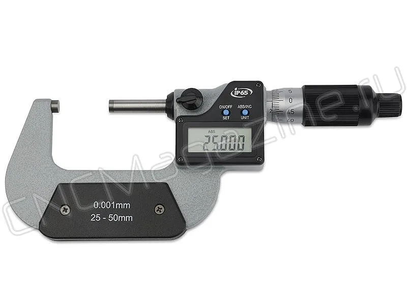 Микрометр цифровой МКЦ 25-50 мм, 1-2", 0.001 мм, 0.00005", IP65 Intool, арт. 15087