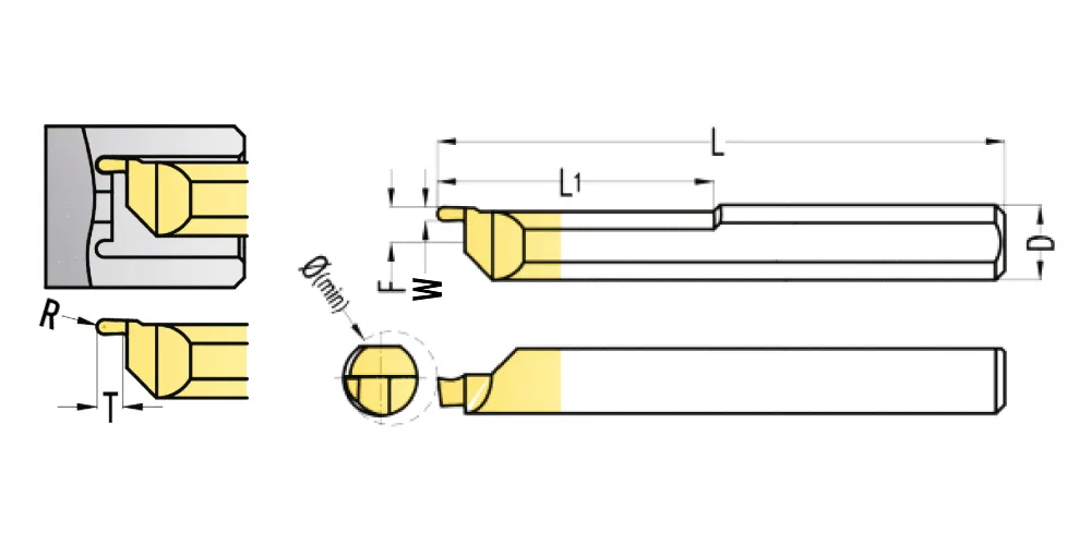Мини-резцы для обработки торцевых канавок (левые, радиусные) 00118498 MetalCraft: фото 2
