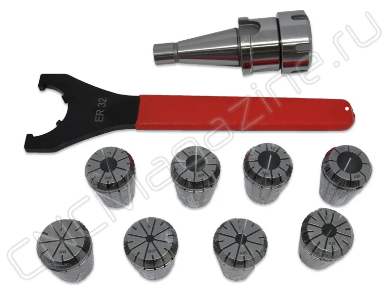NT30-ER32-60 8PCS Патрон с набором цанг 8 шт (d3/5/7/9/11/13/15/17 мм) CNCM, арт. 26601