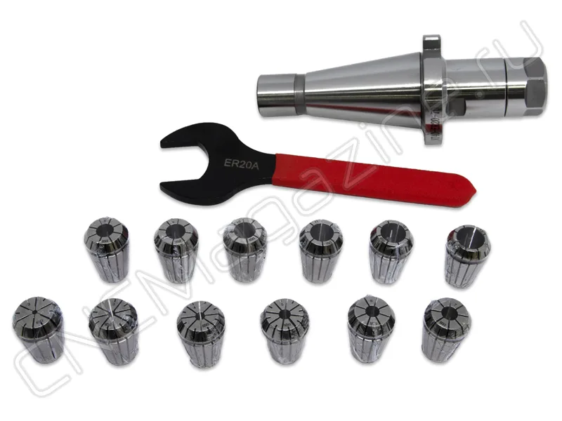 NT40-ER20-70 12PCS Патрон с набором цанг 12 шт (d2-13 мм) CNCM, арт. 26603