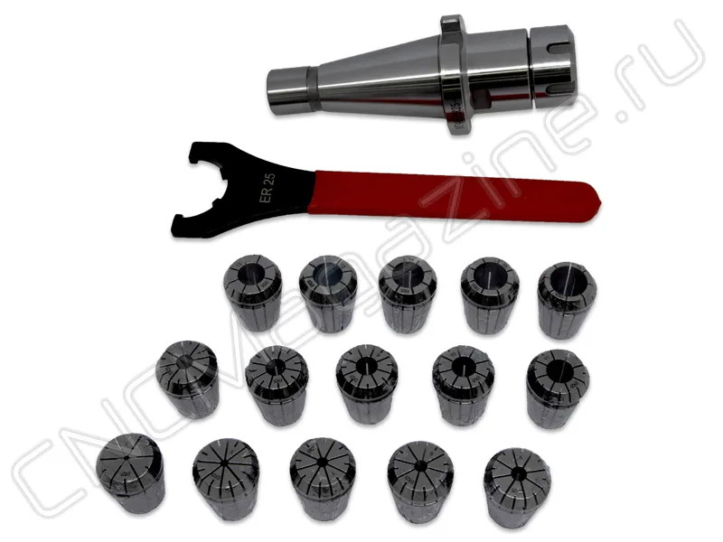 NT40-ER25-70 15PCS Патрон с набором цанг 15 шт (d2-16 мм) CNCM, арт. 26604