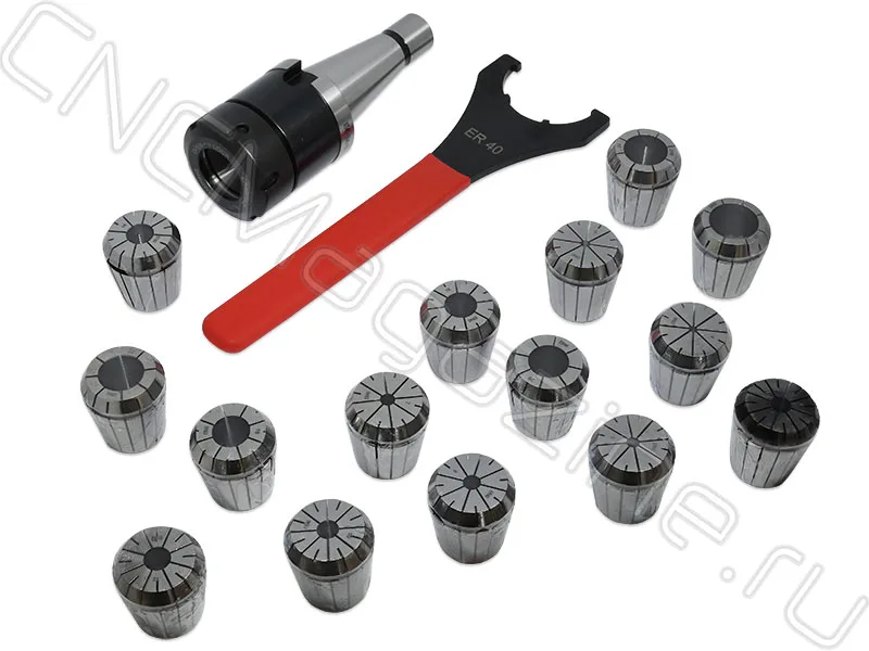 NT40-ER40-80 15PCS Патрон с набором цанг 15 шт (d4/5/6/7/8/9/10/12/14/16/18/20/22/24/26 мм) CNCM, арт. 26608