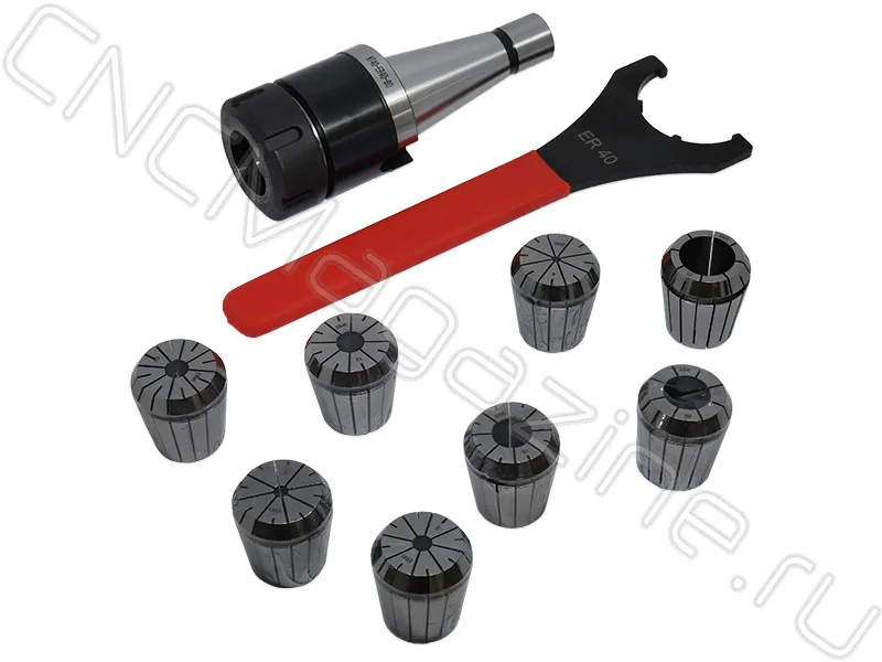 NT40-ER40-80 8PCS Патрон с набором цанг 8 шт (d4/6/8/10/12/16/20/25 мм) CNCM, арт. 26609