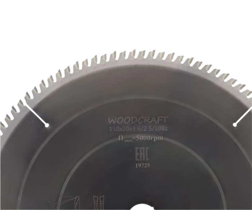 Пила дисковая WoodCraft 350х30х3.6/2.5/108z: фото 2