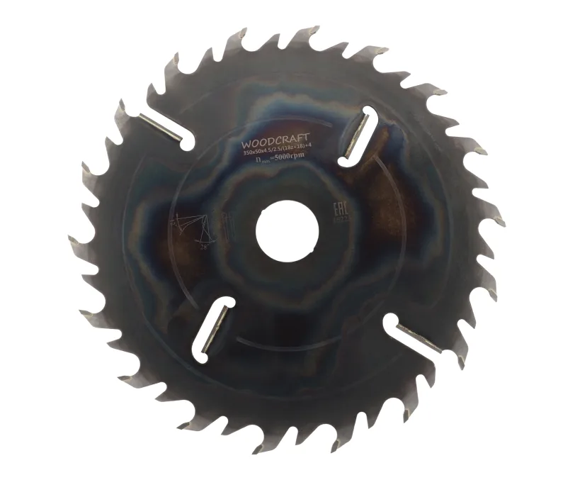 Пила дисковая WoodCraft 350х50х4.5/2.5/(18z+18)+4 (п.у. 28 гр.)