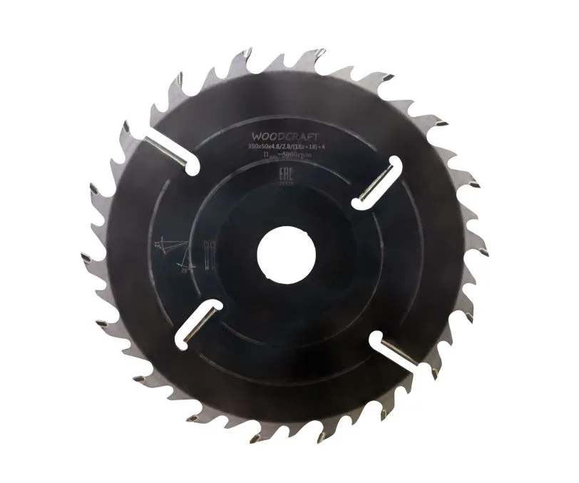 Пила дисковая WoodCraft 350х50х4.8/2.8/(18z+18)+4 (п.у. 28 гр.)