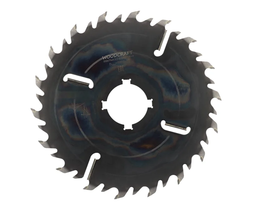 Пила дисковая WoodCraft 350х75х4.2/2.8/(18z+18)+4 (13,5х7,5 мм - 4 шп.паза под 90 град.)