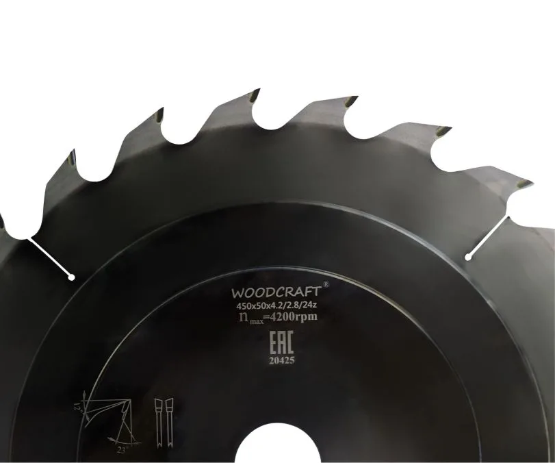 Пила дисковая WoodCraft 450х50х4.2/2.8/24z: фото 2