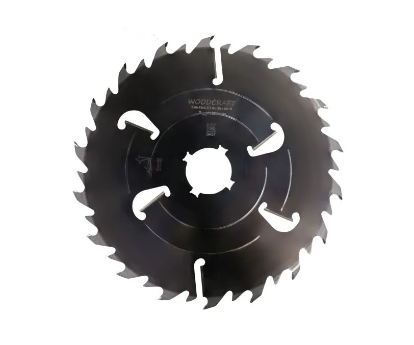 Пила дисковая WoodCraft 450х75х5.2/3.0/(18z+18)+6 (MS)(КОСАЯ ЗАТОЧКА) (13,5х7,5 -4 шт., под 90 град.), п.у. 28 град.
